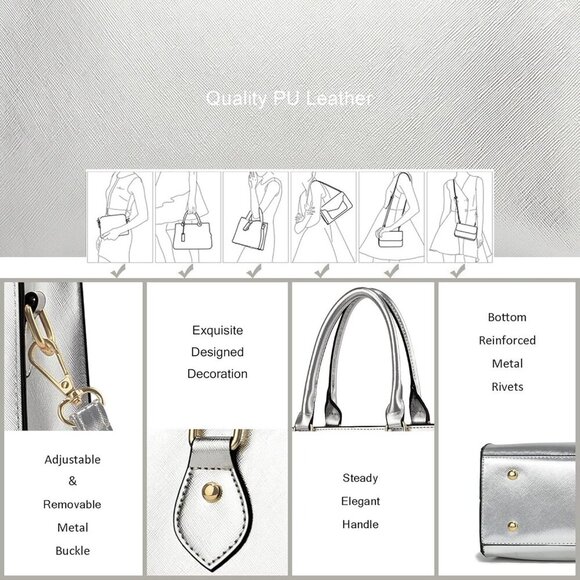 Versatile Silver Crossbody Bag for Women - Perfect for Dating & Parties - Picture 7 of 8
